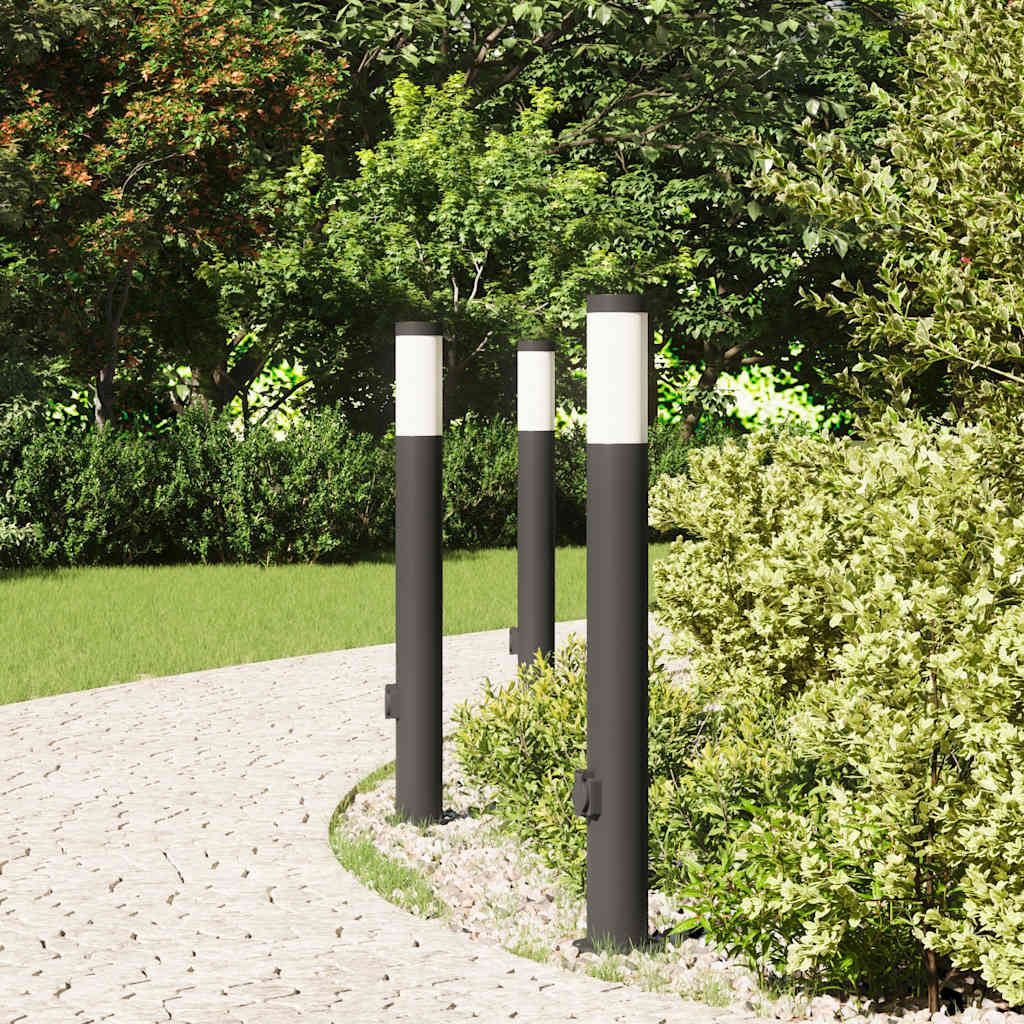 Bolderverlichting met stopcontact 3 stuks 80 cm roestvrij staal IP44 is nu te koop bij PeponiXL, paradijselijk wonen!