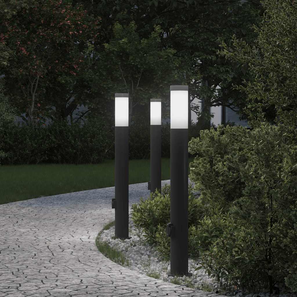 Bolderverlichting met stopcontact 3 stuks 80 cm roestvrij staal IP44 is nu te koop bij PeponiXL, paradijselijk wonen!