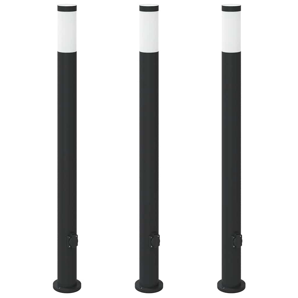 Bolderverlichting met stopcontact 3 stuks 110 cm roestvrij staal IP44 is nu te koop bij PeponiXL, paradijselijk wonen!
