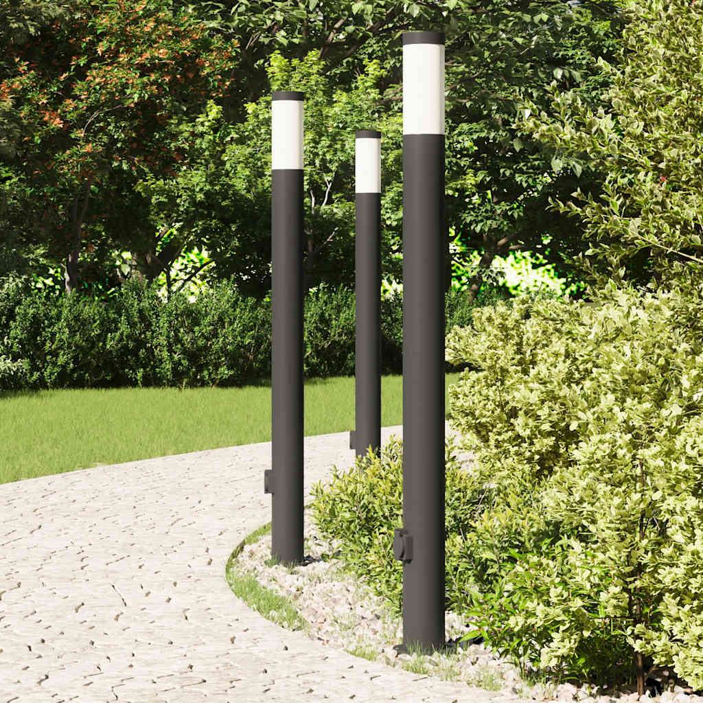 Bolderverlichting met stopcontact 3 stuks 110 cm roestvrij staal IP44 is nu te koop bij PeponiXL, paradijselijk wonen!