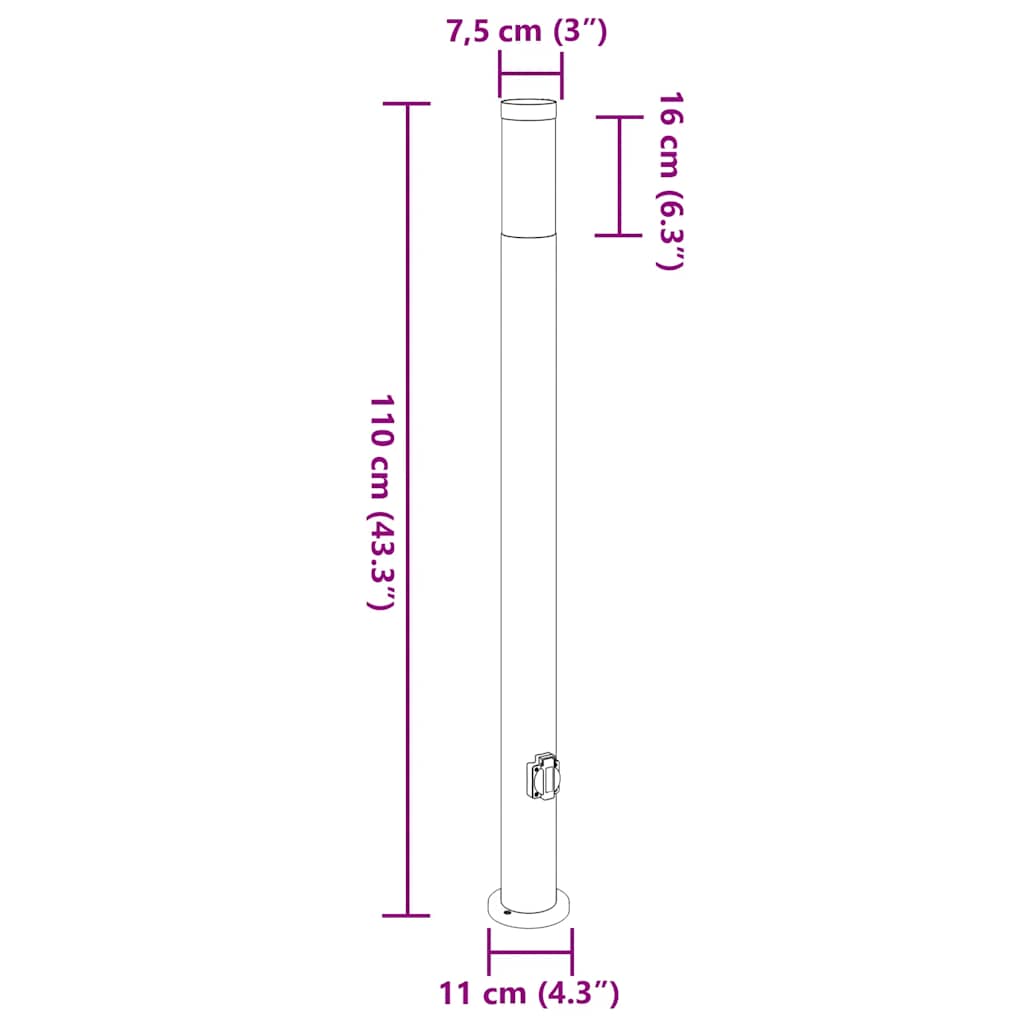 Bolderverlichting met stopcontact 3 stuks 110 cm roestvrij staal IP44 is nu te koop bij PeponiXL, paradijselijk wonen!