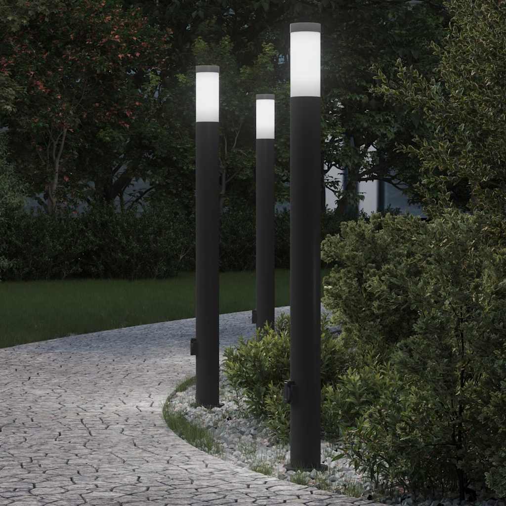 Bolderverlichting met stopcontact 3 stuks 110 cm roestvrij staal IP44 is nu te koop bij PeponiXL, paradijselijk wonen!