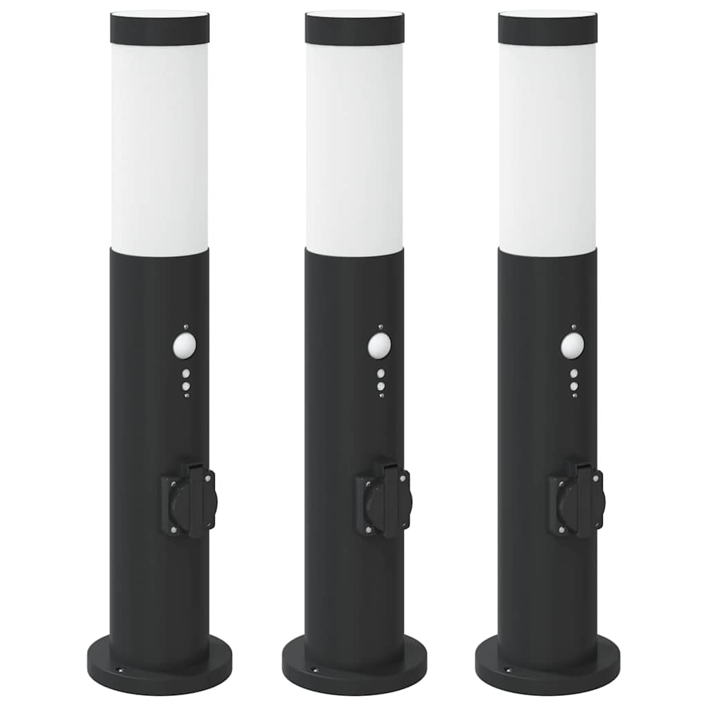 Bolderverlichting met sensor en stopcontact 3 stuks 50 cm roestvrij staal IP44 is nu te koop bij PeponiXL, paradijselijk wonen!