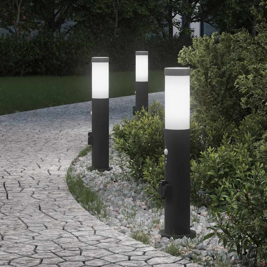 Bolderverlichting met sensor en stopcontact 3 stuks 50 cm roestvrij staal IP44 is nu te koop bij PeponiXL, paradijselijk wonen!