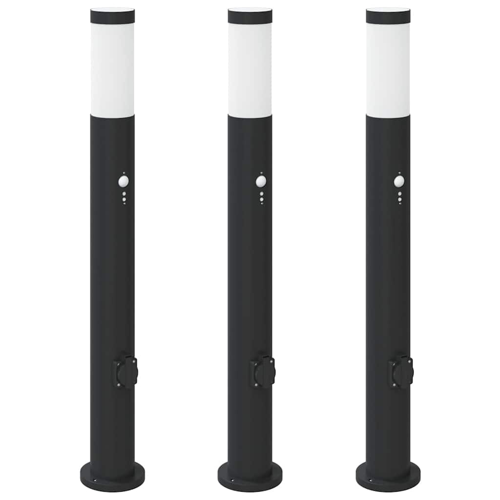 Bolderverlichting met sensor en stopcontact 3 stuks 80 cm roestvrij staal IP44 is nu te koop bij PeponiXL, paradijselijk wonen!