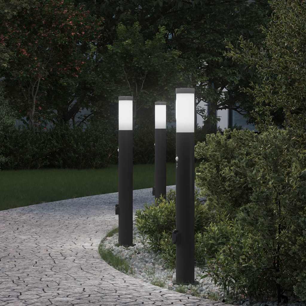Bolderverlichting met sensor en stopcontact 3 stuks 80 cm roestvrij staal IP44 is nu te koop bij PeponiXL, paradijselijk wonen!