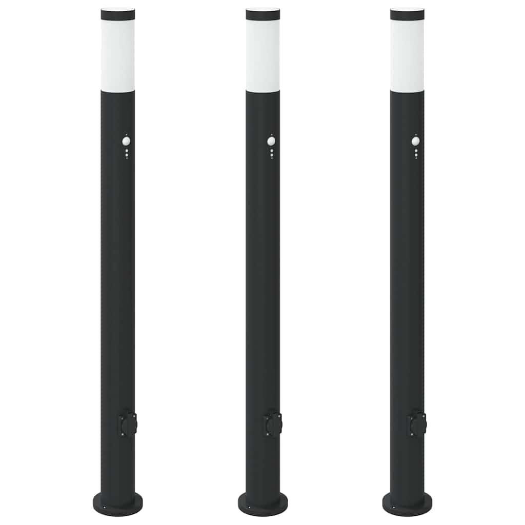 Bolderverlichting met sensor en stopcontact 3 stuks 110 cm roestvrij staal IP44 is nu te koop bij PeponiXL, paradijselijk wonen!
