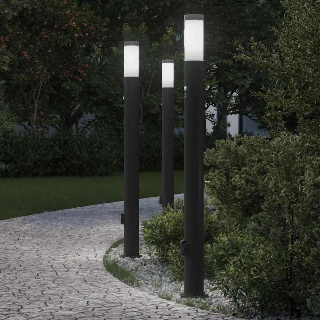 Bolderverlichting met sensor en stopcontact 3 stuks 110 cm roestvrij staal IP44 is nu te koop bij PeponiXL, paradijselijk wonen!