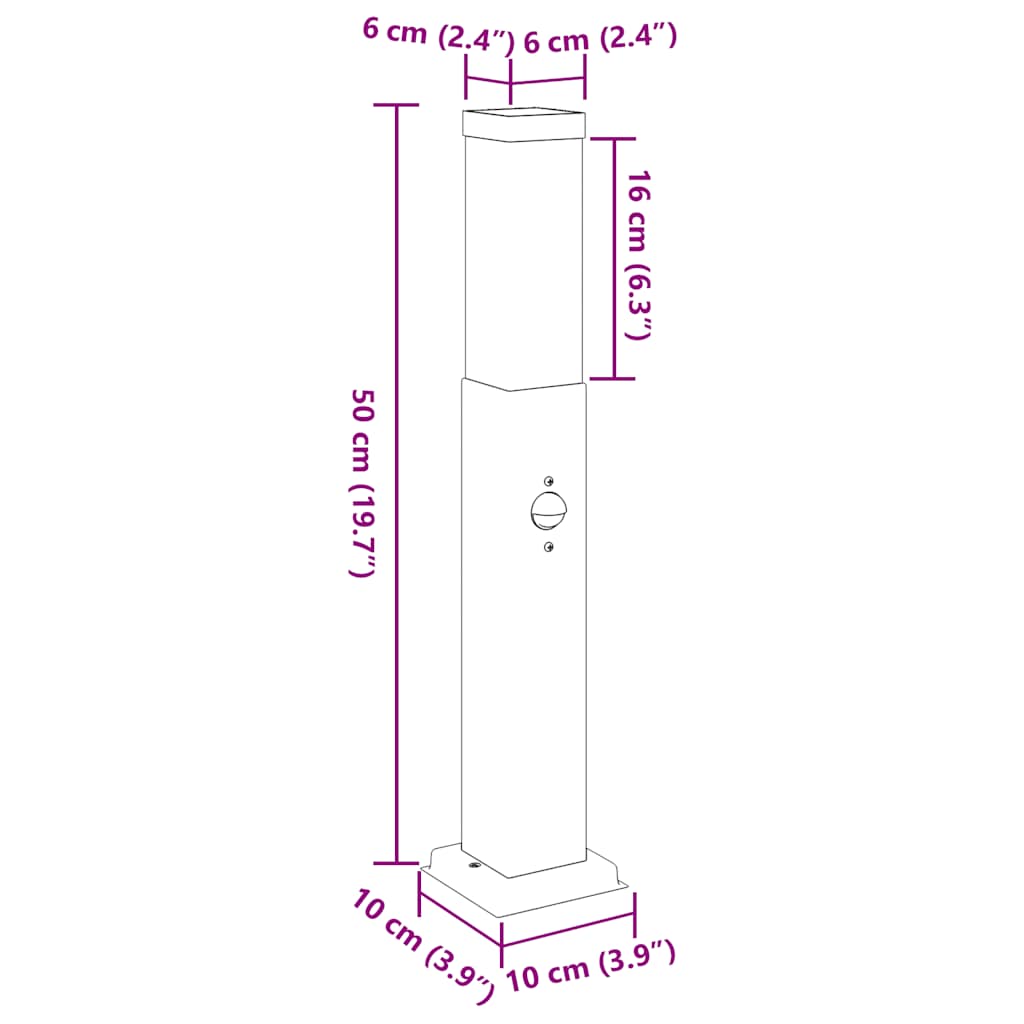 Bolderverlichting met sensor 3 stuks 50 cm RVS IP44 is nu te koop bij PeponiXL, paradijselijk wonen!