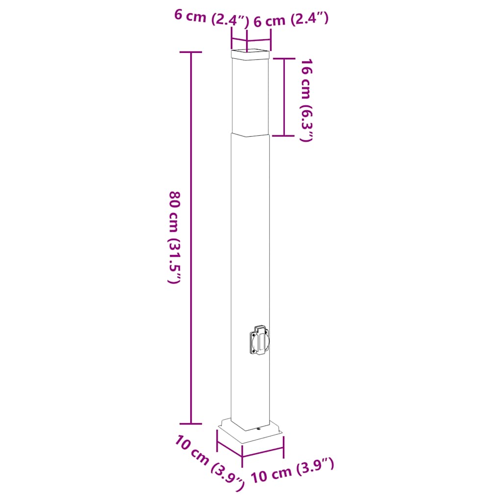 Bolderverlichting met stopcontact 3 stuks 80 cm RVS IP44 is nu te koop bij PeponiXL, paradijselijk wonen!