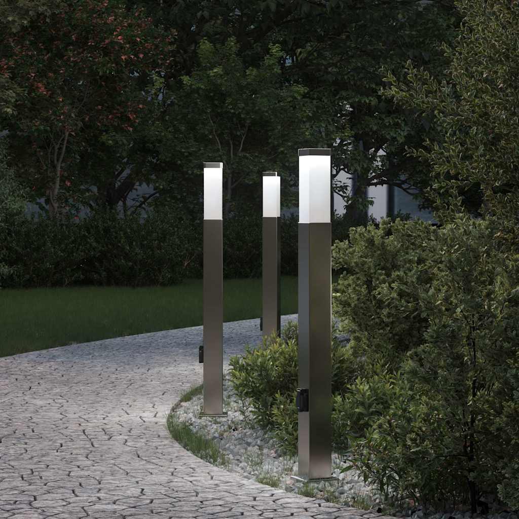 Bolderverlichting met stopcontact 3 stuks 80 cm RVS IP44 is nu te koop bij PeponiXL, paradijselijk wonen!