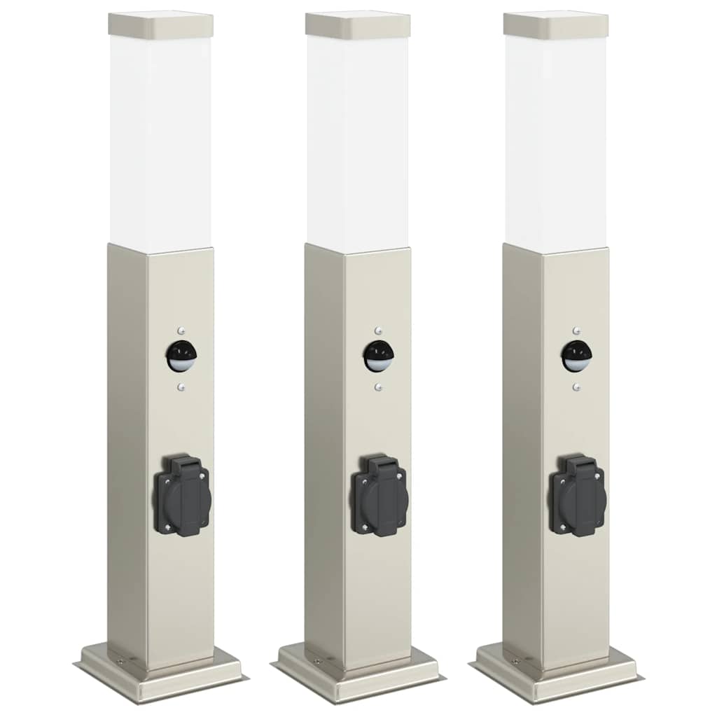 Bolderverlichting met sensor en stopcontact 3 stuks 50 cm roestvrij staal IP44 is nu te koop bij PeponiXL, paradijselijk wonen!