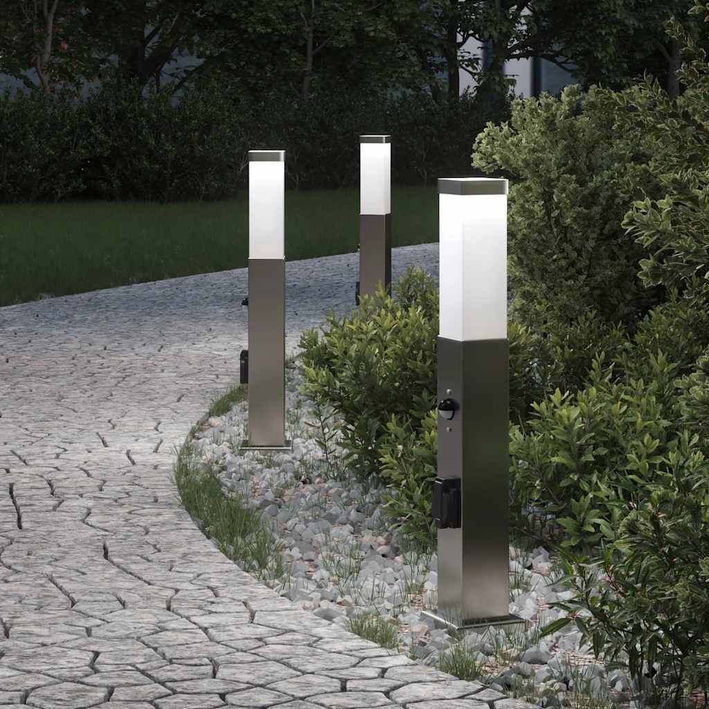 Bolderverlichting met sensor en stopcontact 3 stuks 50 cm roestvrij staal IP44 is nu te koop bij PeponiXL, paradijselijk wonen!