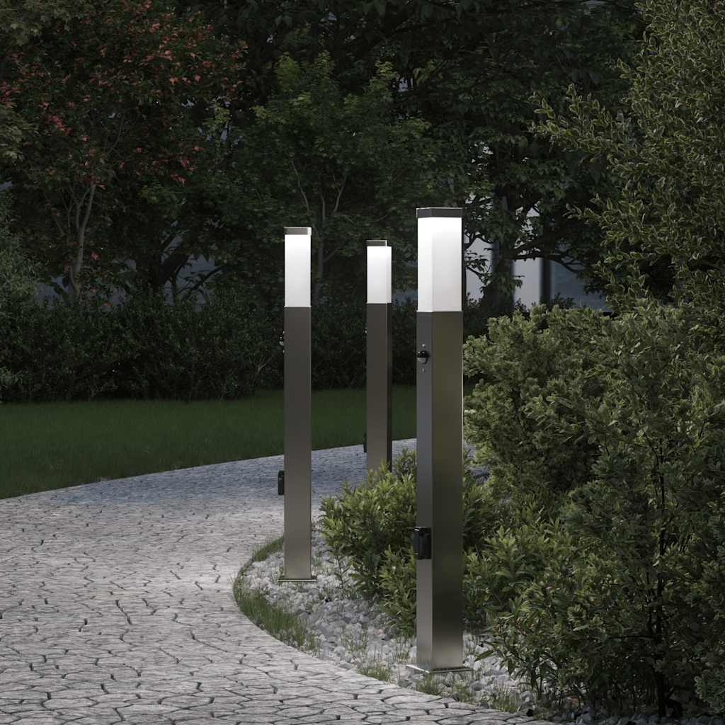 Bolderverlichting met sensor en stopcontact 3 stuks 80 cm roestvrij staal IP44 is nu te koop bij PeponiXL, paradijselijk wonen!