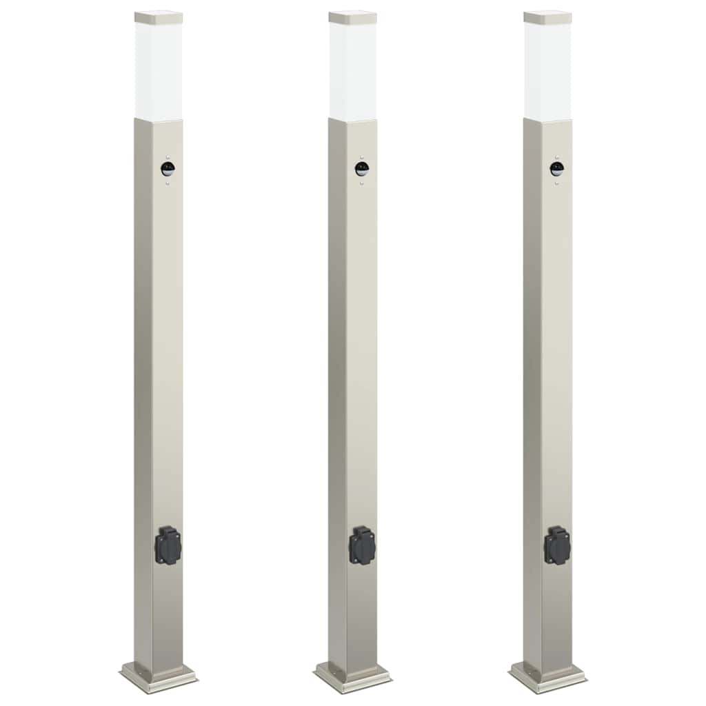 Bolderverlichting met sensor en stopcontact 3 stuks 110 cm roestvrij staal IP44 is nu te koop bij PeponiXL, paradijselijk wonen!