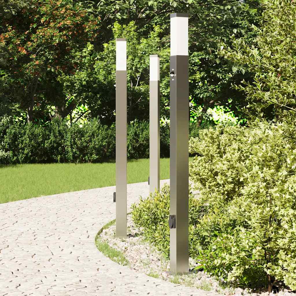 Bolderverlichting met sensor en stopcontact 3 stuks 110 cm roestvrij staal IP44 is nu te koop bij PeponiXL, paradijselijk wonen!