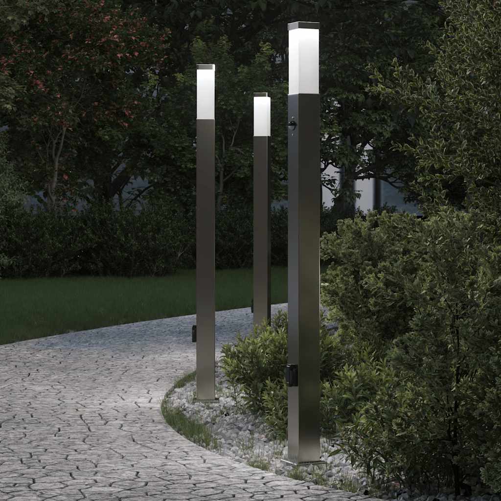Bolderverlichting met sensor en stopcontact 3 stuks 110 cm roestvrij staal IP44 is nu te koop bij PeponiXL, paradijselijk wonen!