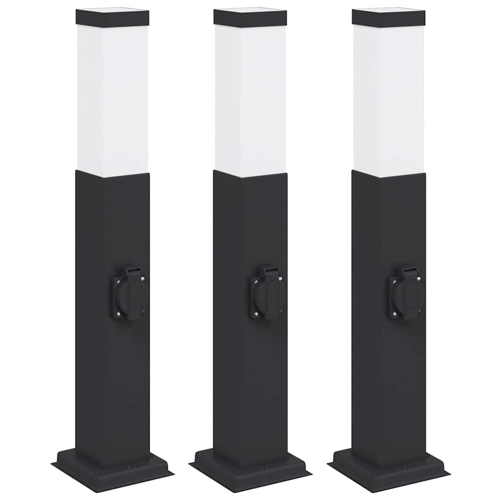 Bolderverlichting met stopcontact 3 stuks 50 cm Zwart IP44 is nu te koop bij PeponiXL, paradijselijk wonen!