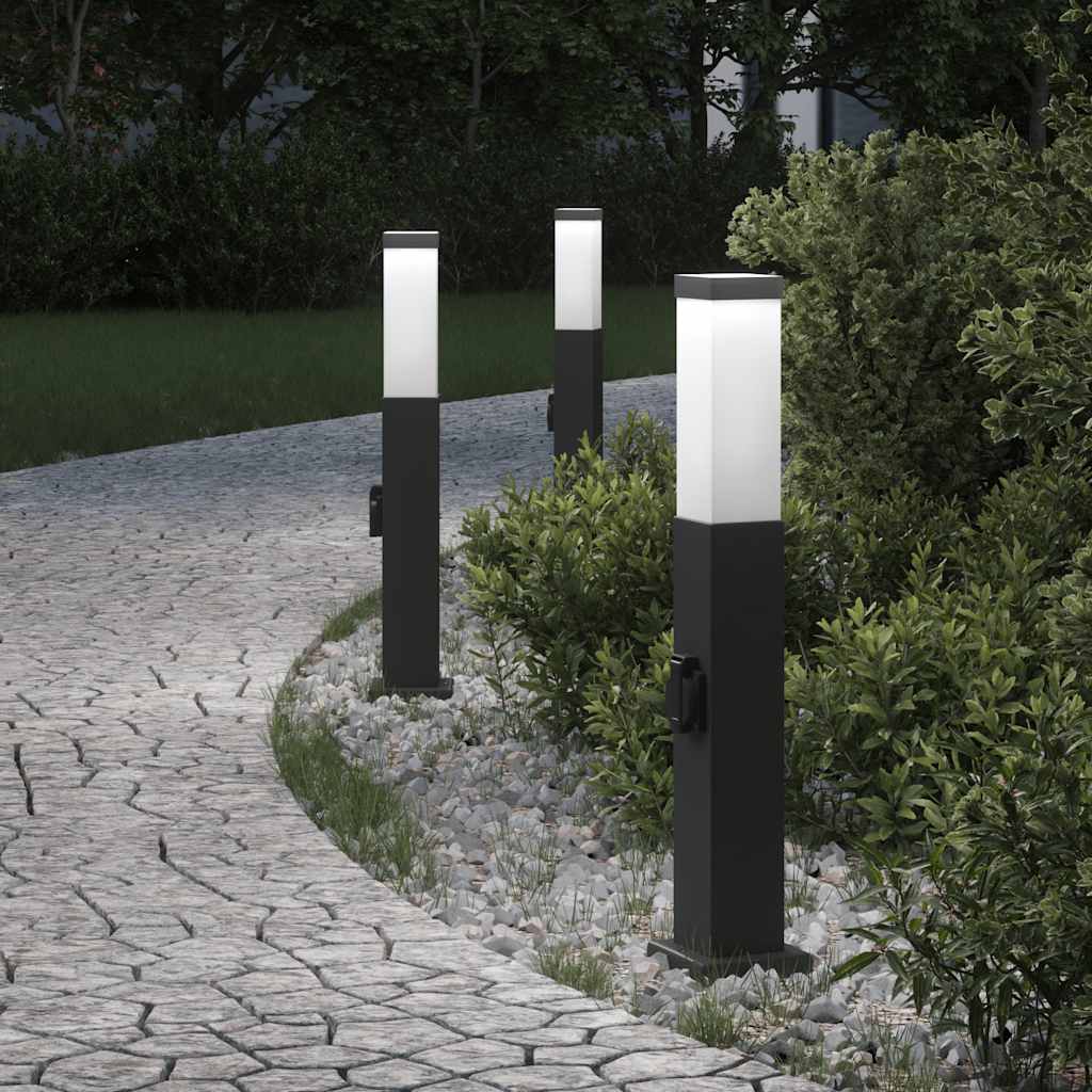 Bolderverlichting met stopcontact 3 stuks 50 cm Zwart IP44 is nu te koop bij PeponiXL, paradijselijk wonen!