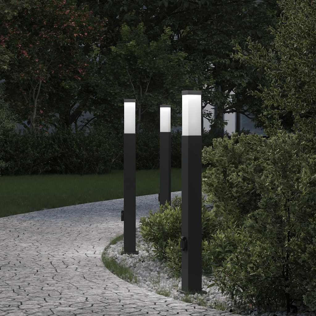 Bolderverlichting met stopcontact 3 stuks 80 cm Zwart IP44 is nu te koop bij PeponiXL, paradijselijk wonen!