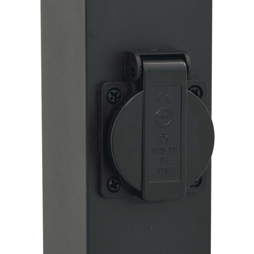 Bolderarmatuur met stopcontact 110 cm Zwart IP44 is nu te koop bij PeponiXL, paradijselijk wonen!