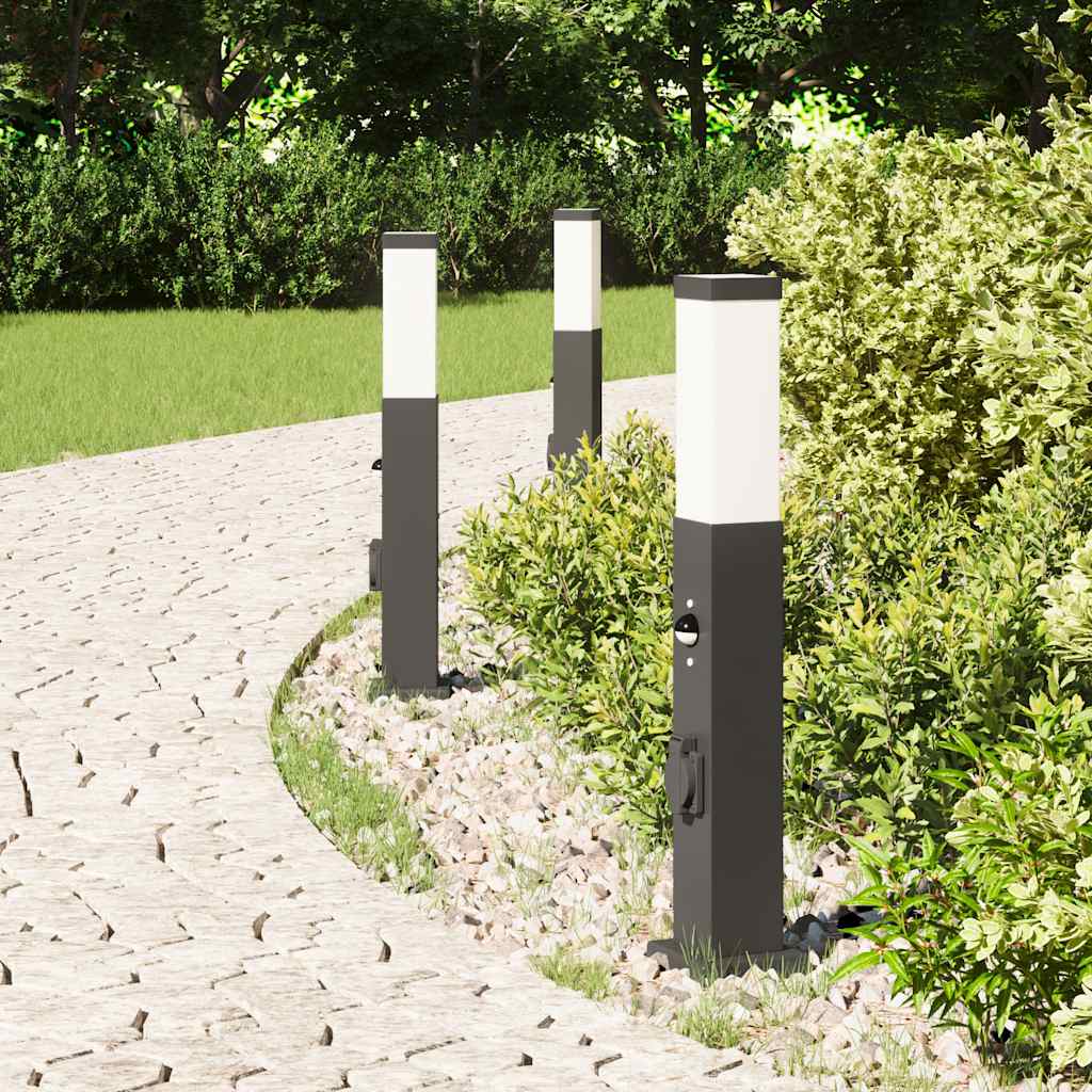 Bolderverlichting met sensor en stopcontact 3 stuks 50 cm zwart IP44 is nu te koop bij PeponiXL, paradijselijk wonen!