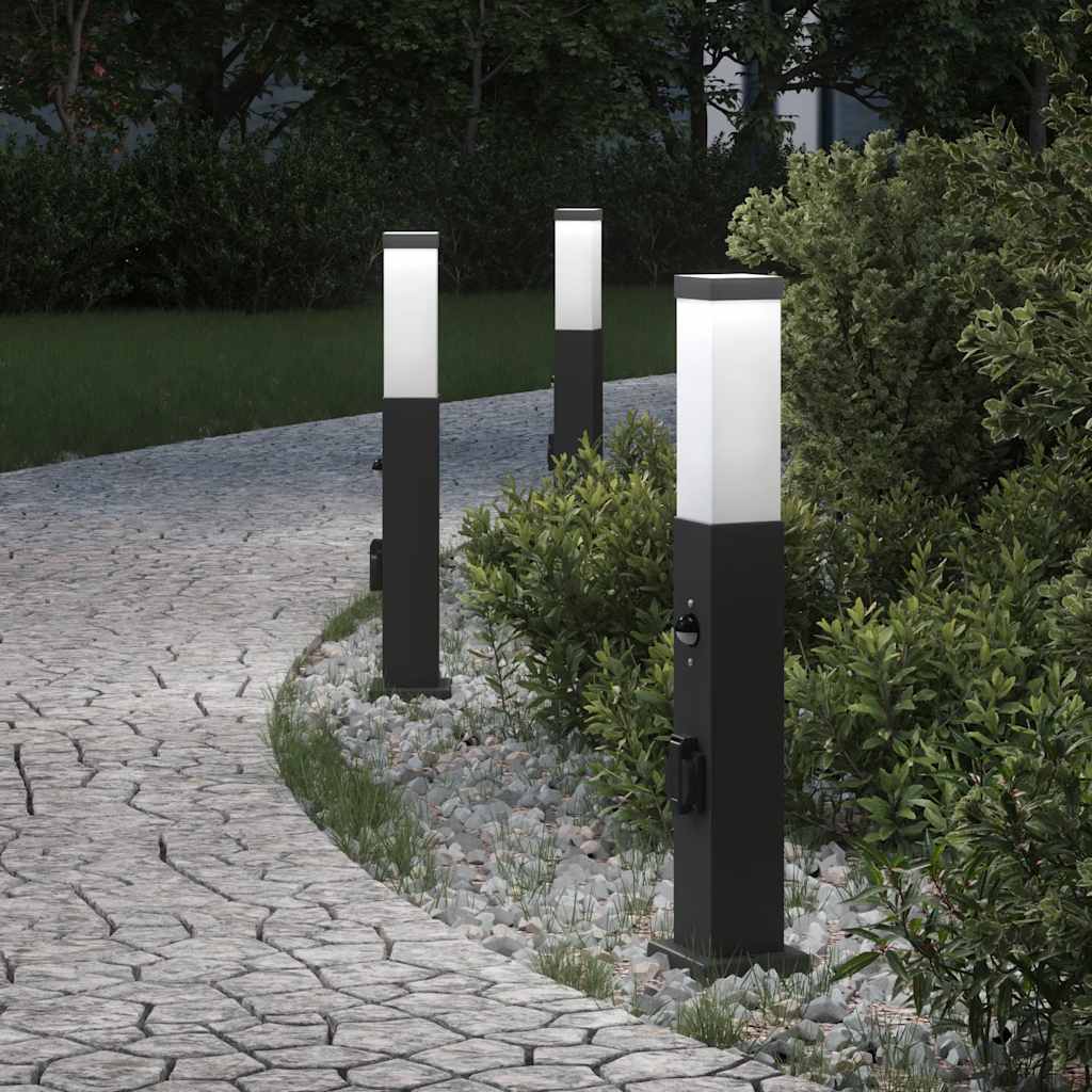 Bolderverlichting met sensor en stopcontact 3 stuks 50 cm zwart IP44 is nu te koop bij PeponiXL, paradijselijk wonen!