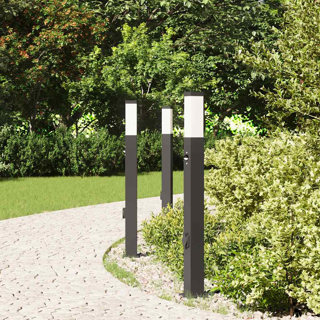 Bolderverlichting met sensor en stopcontact 3 stuks 80 cm zwart IP44 is nu te koop bij PeponiXL, paradijselijk wonen!