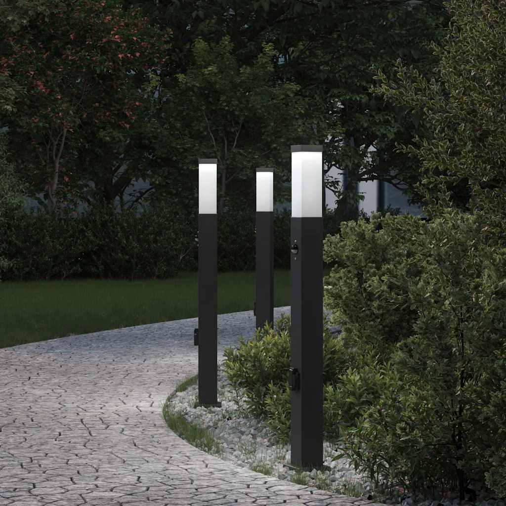 Bolderverlichting met sensor en stopcontact 3 stuks 80 cm zwart IP44 is nu te koop bij PeponiXL, paradijselijk wonen!