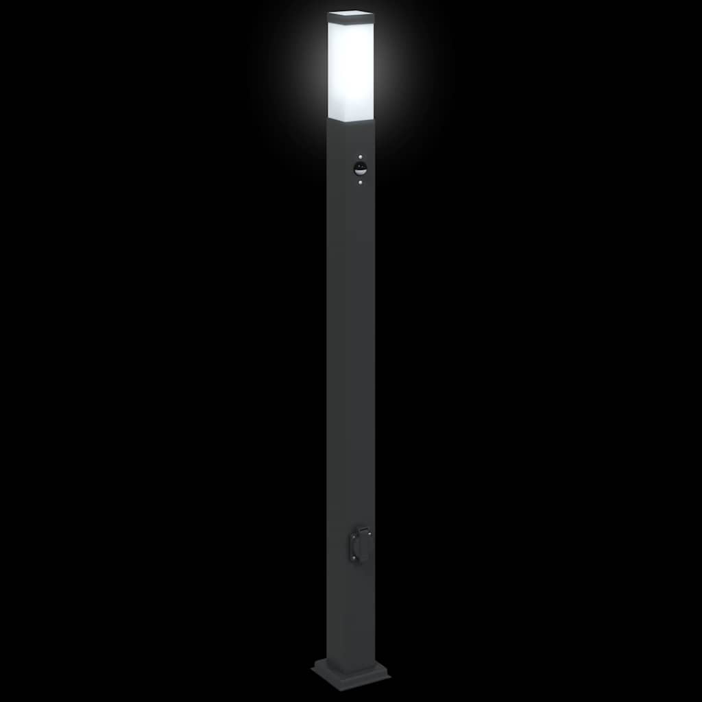 Bolderarmatuur met sensor en stopcontact 110 cm zwart IP44 is nu te koop bij PeponiXL, paradijselijk wonen!