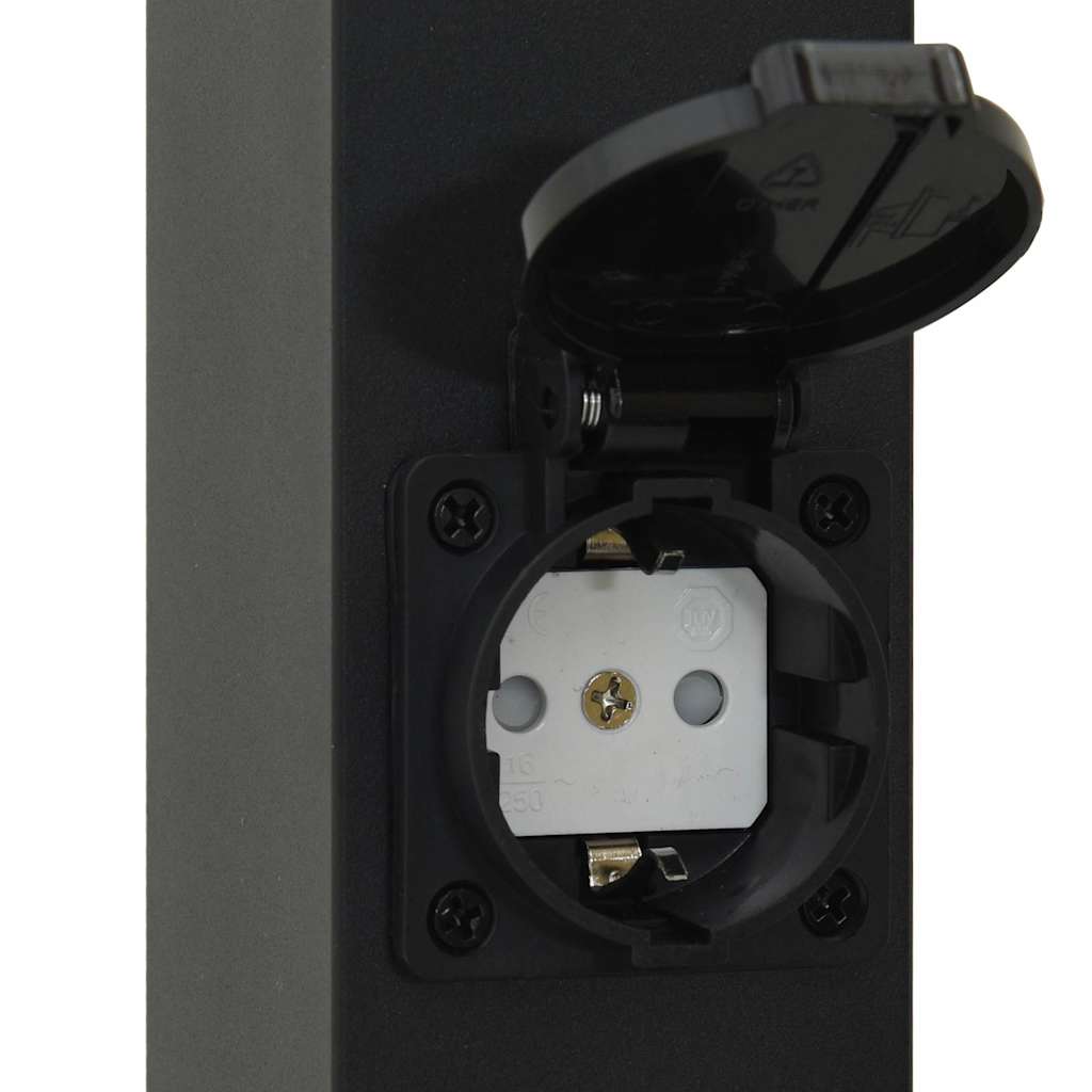 Bolderarmatuur met sensor en stopcontact 110 cm zwart IP44 is nu te koop bij PeponiXL, paradijselijk wonen!
