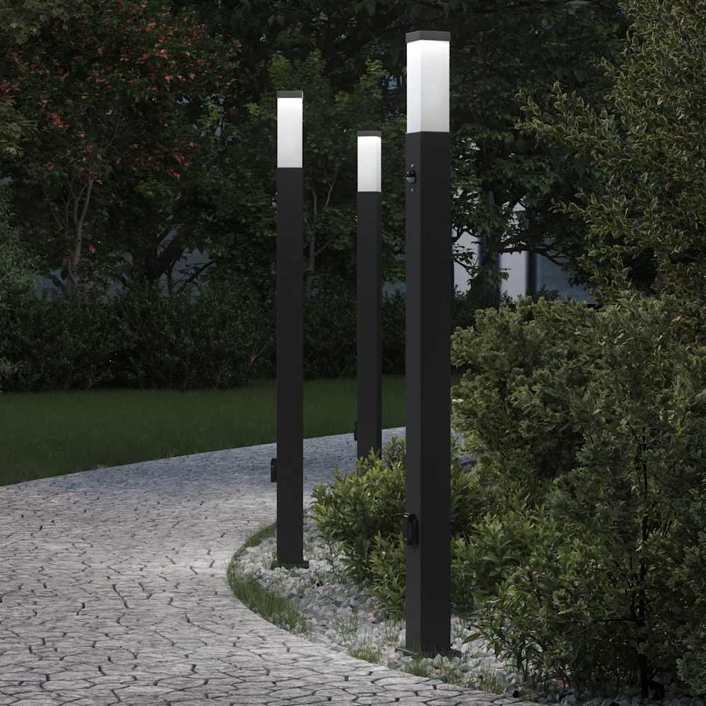 Bolderverlichting met sensor en stopcontact 3 stuks 110 cm zwart IP44 is nu te koop bij PeponiXL, paradijselijk wonen!