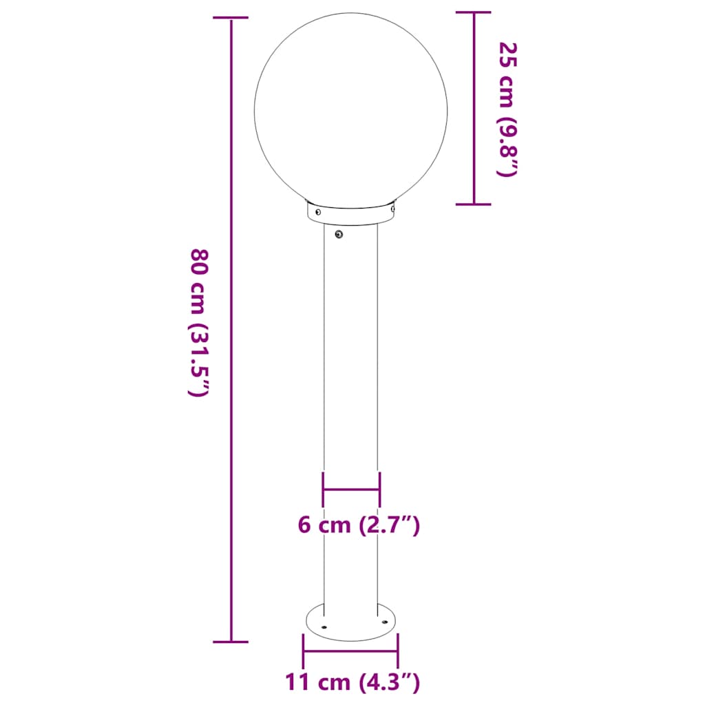 Bolderverlichting 3 stuks 80 cm RVS IP44 is nu te koop bij PeponiXL, paradijselijk wonen!