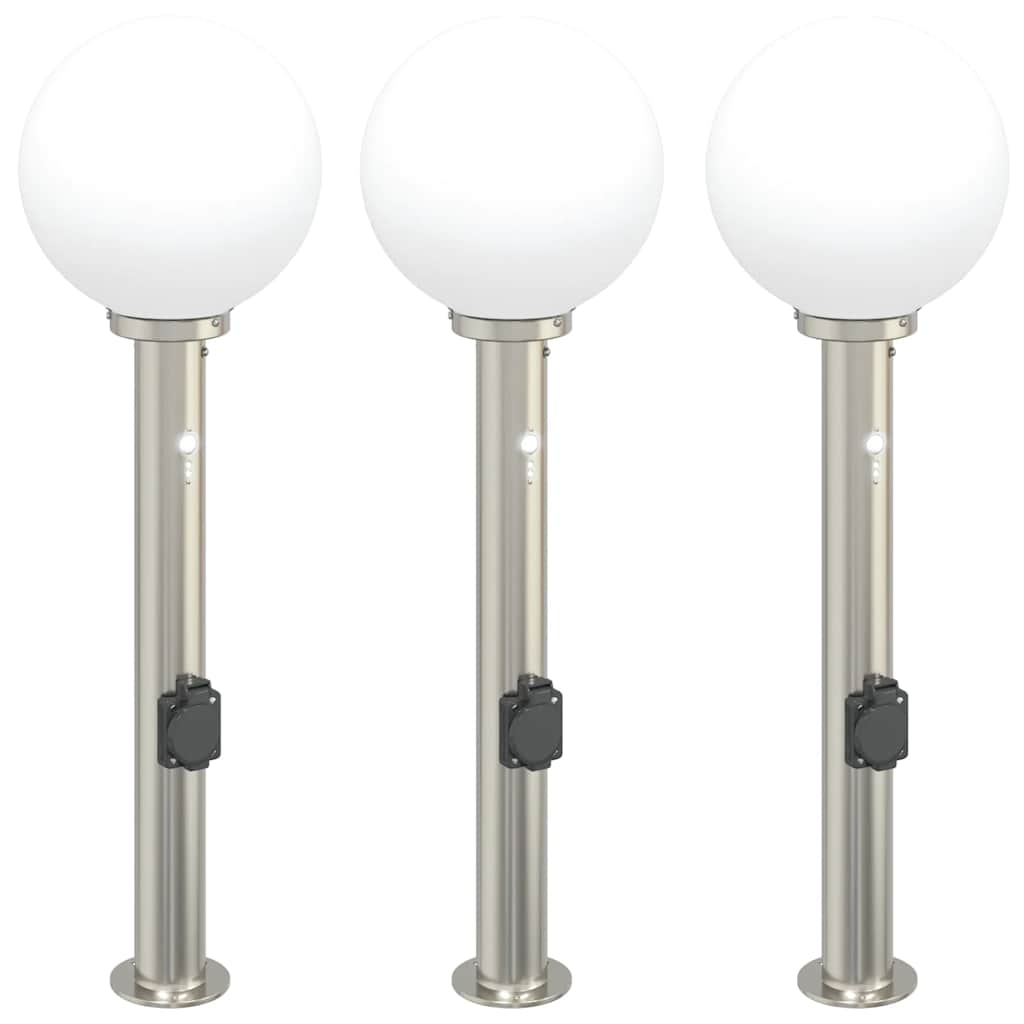 Bolderverlichting met sensor en stopcontact 3 stuks 80 cm roestvrij staal IP44 is nu te koop bij PeponiXL, paradijselijk wonen!