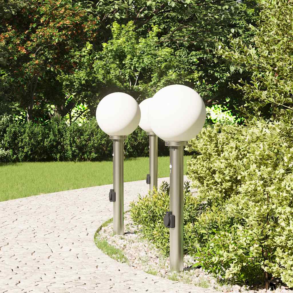 Bolderverlichting met sensor en stopcontact 3 stuks 80 cm roestvrij staal IP44 is nu te koop bij PeponiXL, paradijselijk wonen!