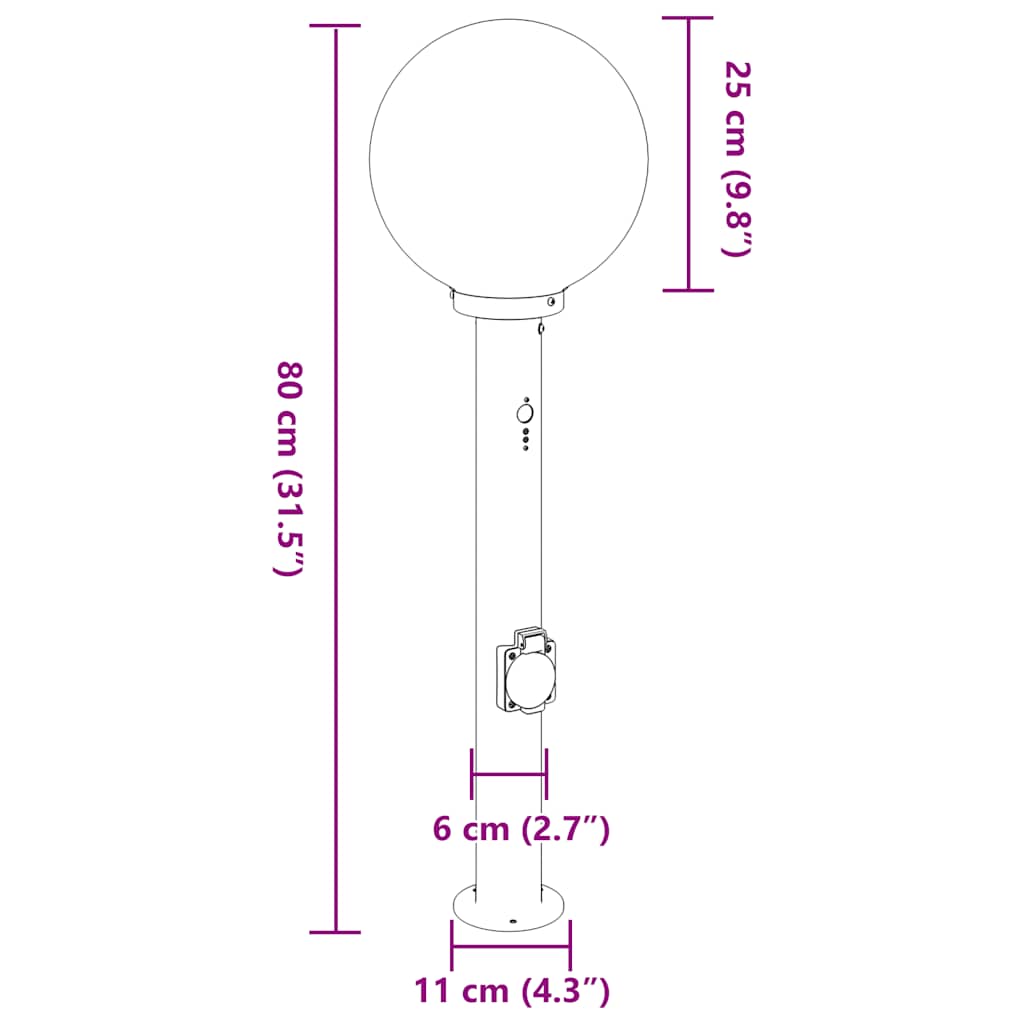 Bolderverlichting met sensor en stopcontact 3 stuks 80 cm roestvrij staal IP44 is nu te koop bij PeponiXL, paradijselijk wonen!