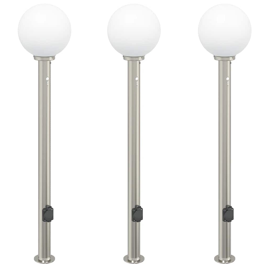 Bolderverlichting met sensor en stopcontact 3 stuks 120 cm roestvrij staal IP44 is nu te koop bij PeponiXL, paradijselijk wonen!