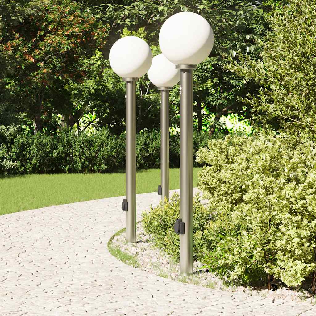 Bolderverlichting met sensor en stopcontact 3 stuks 120 cm roestvrij staal IP44 is nu te koop bij PeponiXL, paradijselijk wonen!