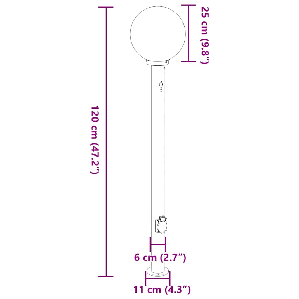 Bolderverlichting met sensor en stopcontact 3 stuks 120 cm roestvrij staal IP44 is nu te koop bij PeponiXL, paradijselijk wonen!