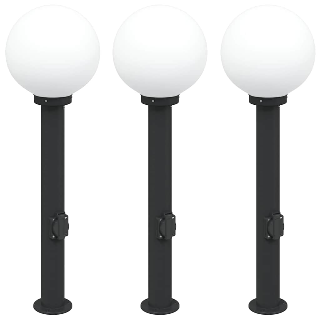 Bolderverlichting met stopcontact 3 stuks 80 cm Zwart IP44 is nu te koop bij PeponiXL, paradijselijk wonen!