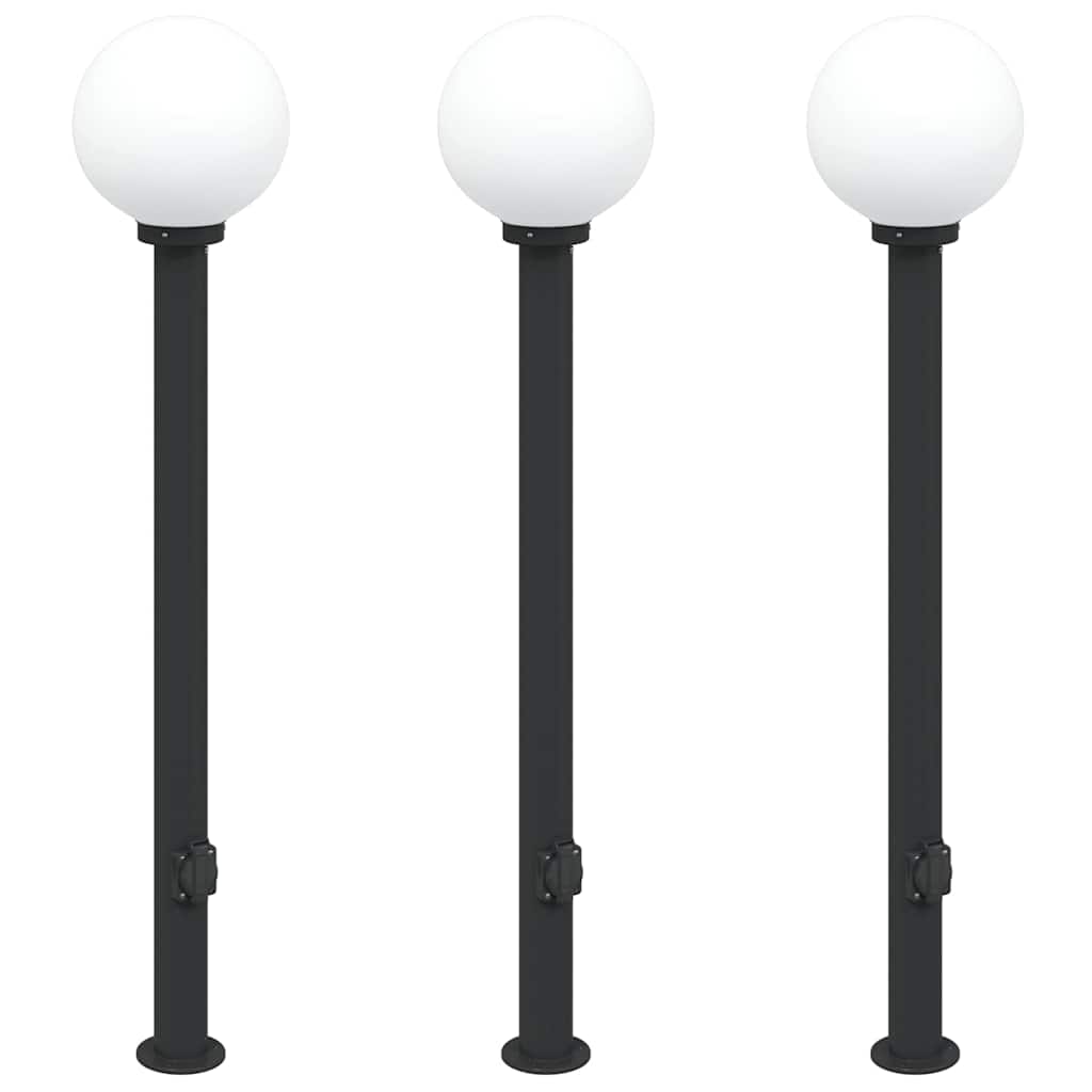 Bolderverlichting met stopcontact 3 stuks 120 cm Zwart IP44 is nu te koop bij PeponiXL, paradijselijk wonen!