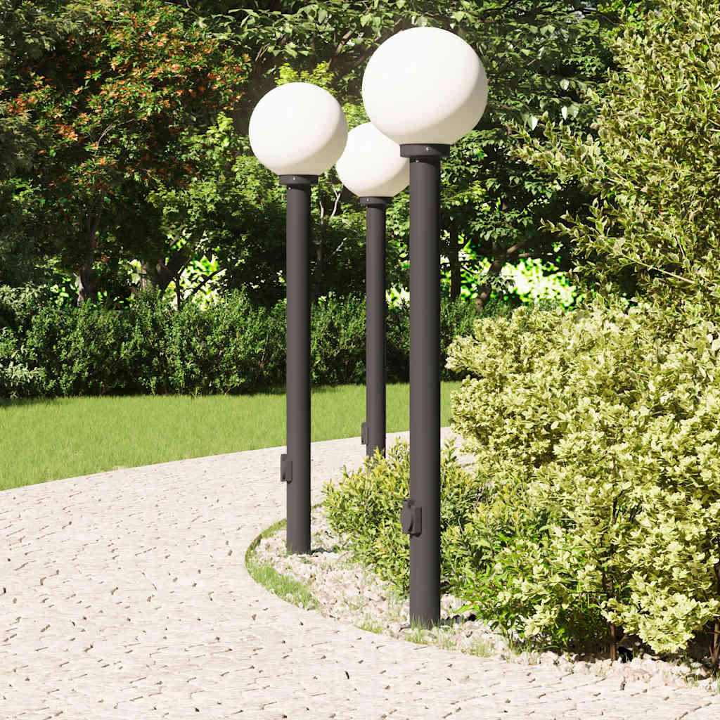 Bolderverlichting met stopcontact 3 stuks 120 cm Zwart IP44 is nu te koop bij PeponiXL, paradijselijk wonen!