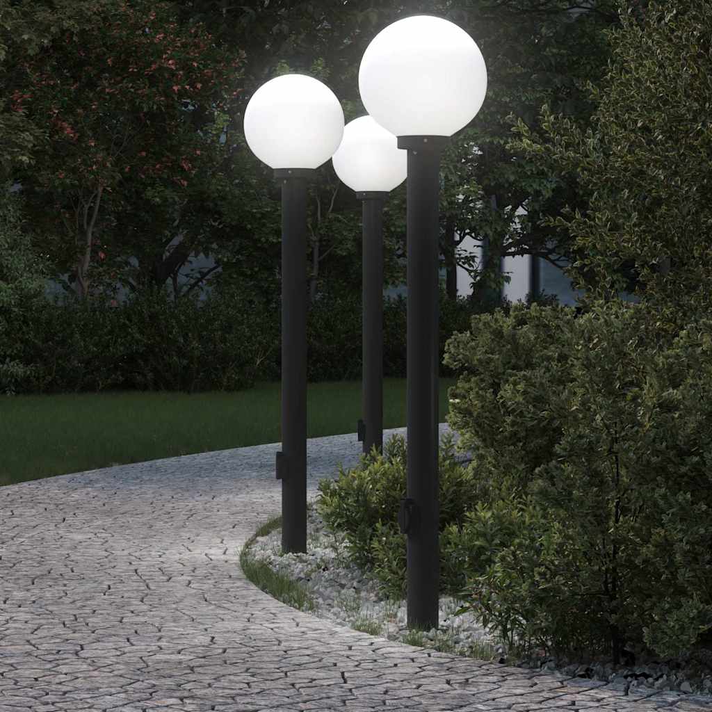 Bolderverlichting met stopcontact 3 stuks 120 cm Zwart IP44 is nu te koop bij PeponiXL, paradijselijk wonen!
