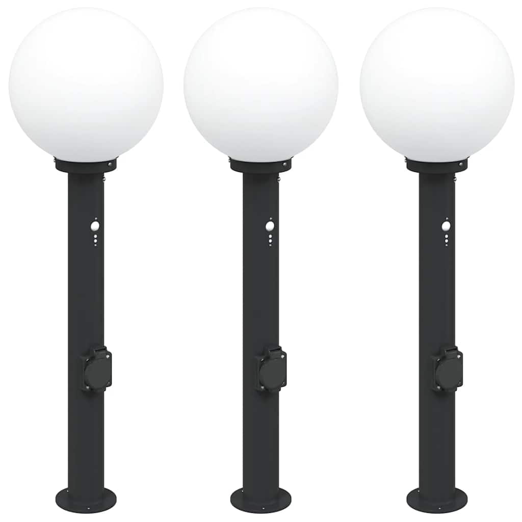 Bolderverlichting met sensor en stopcontact 3 stuks 80 cm zwart IP44 is nu te koop bij PeponiXL, paradijselijk wonen!
