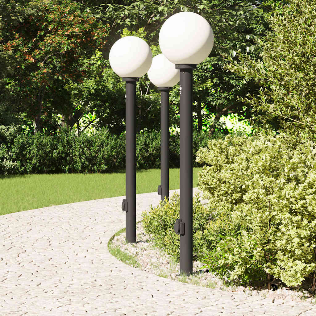 Bolderverlichting met sensor en stopcontact 3 stuks 120 cm zwart IP44 is nu te koop bij PeponiXL, paradijselijk wonen!