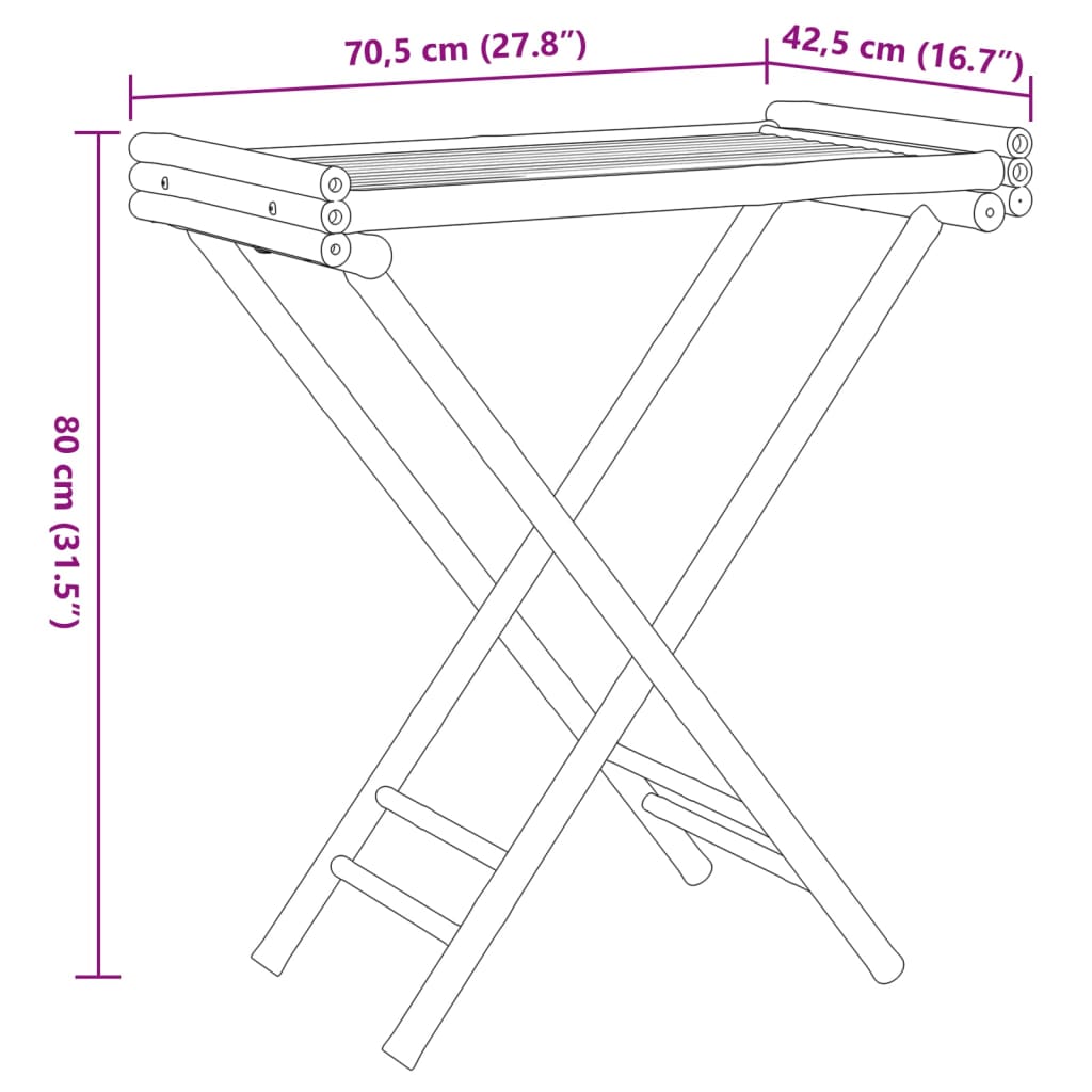 Dienbladtafel inklapbaar 70,5x42,5x80 cm bamboe is nu te koop bij PeponiXL, paradijselijk wonen!