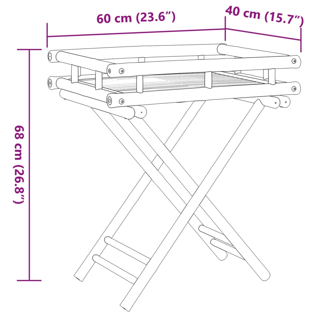 Dienbladtafel inklapbaar 60x40x68 cm bamboe is nu te koop bij PeponiXL, paradijselijk wonen!