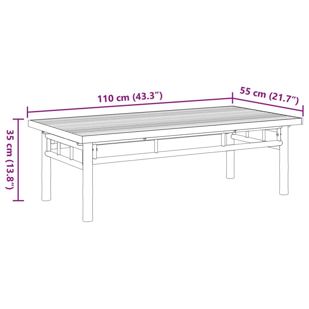 Salontafel 110x55x35 cm bamboe is nu te koop bij PeponiXL, paradijselijk wonen!