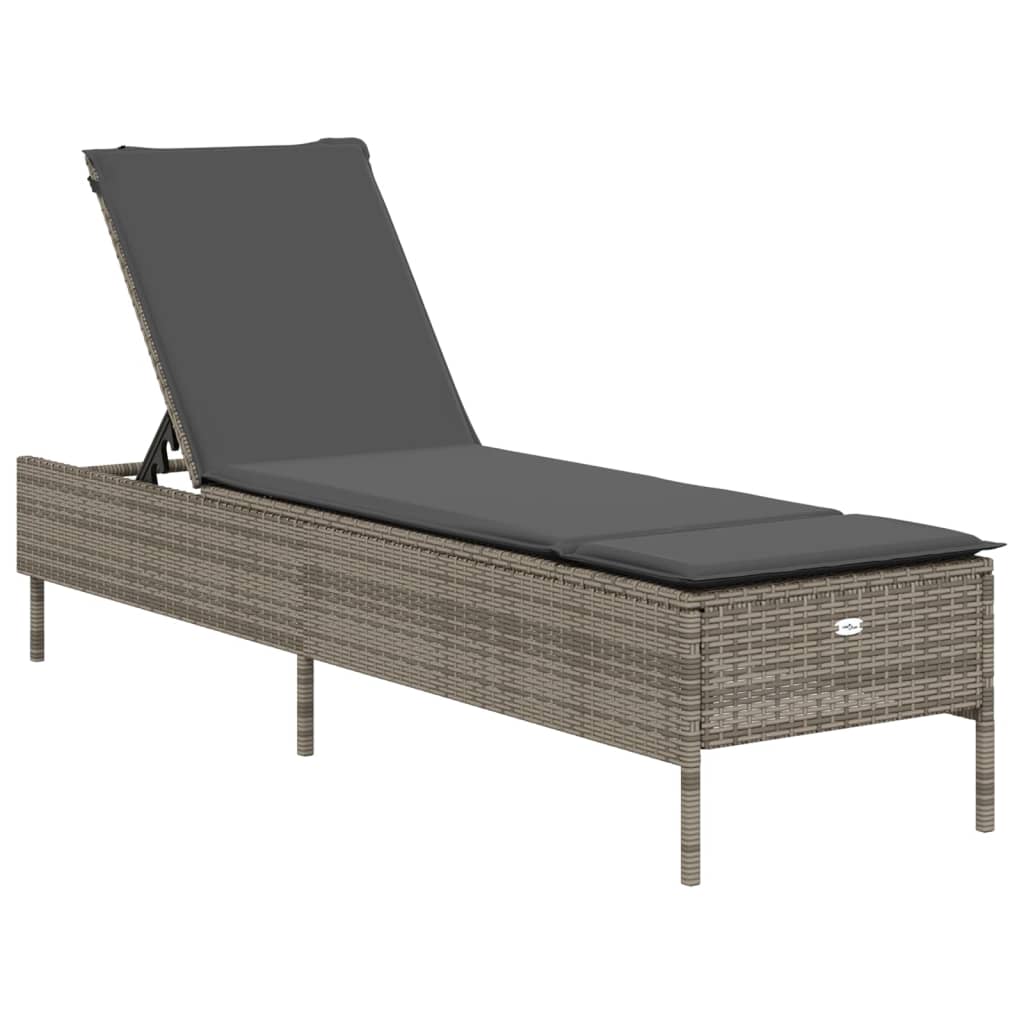 Ligstoelen 2 st met kussens poly rattan grijs is nu te koop bij PeponiXL, paradijselijk wonen!
