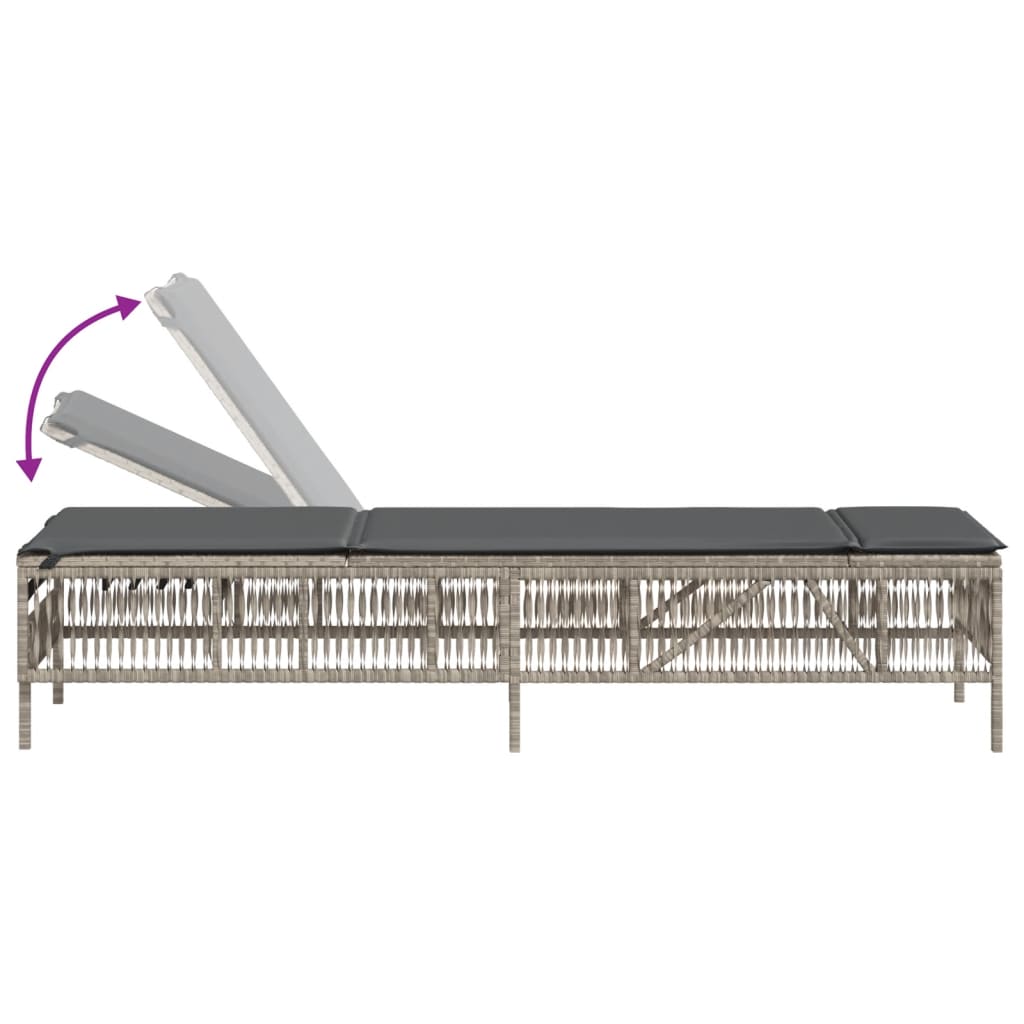 Ligstoelen 2 st met kussen poly rattan lichtgrijs is nu te koop bij PeponiXL, paradijselijk wonen!